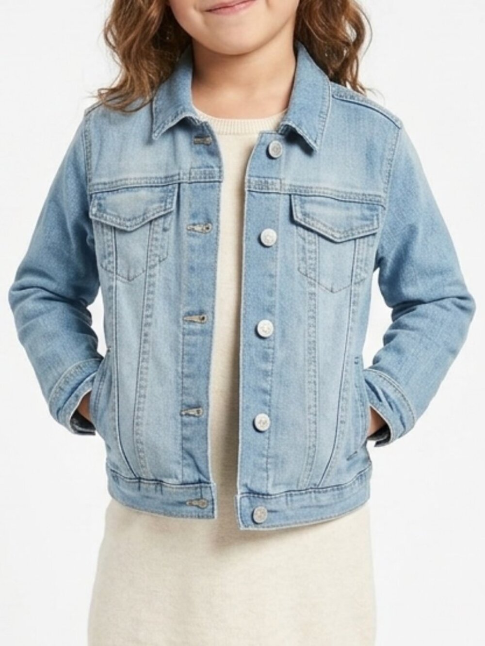 Jordache Girls Denim Jacket size S 6-6X Light Wash Classic Jean Jacket NWT
